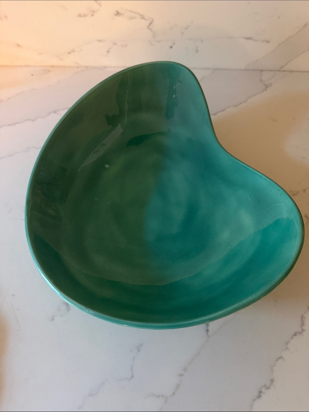 Vintage Turquoise Ceramic Decorative Bowl Signed